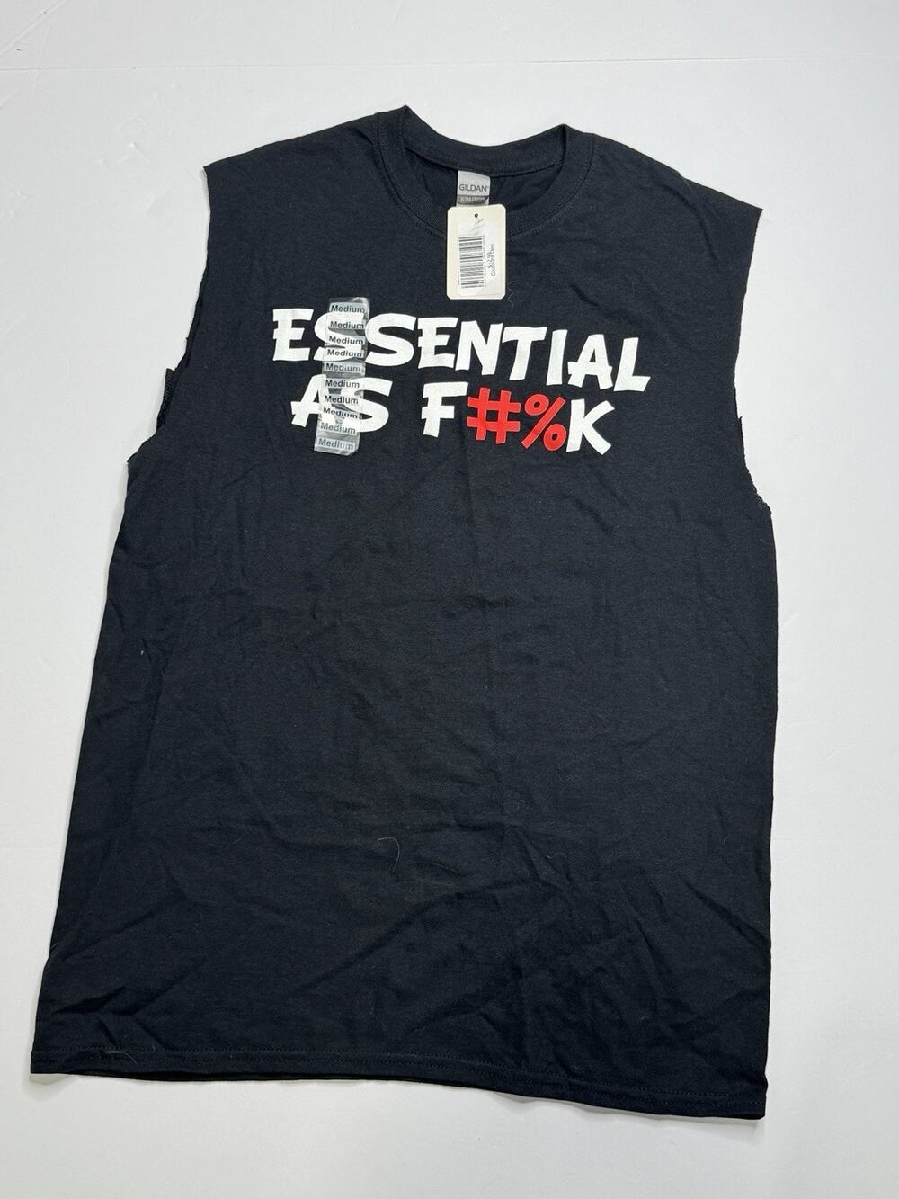 Gildan Essential As F#%K Shirt Mens M Black Sleeveless Graphic NWT